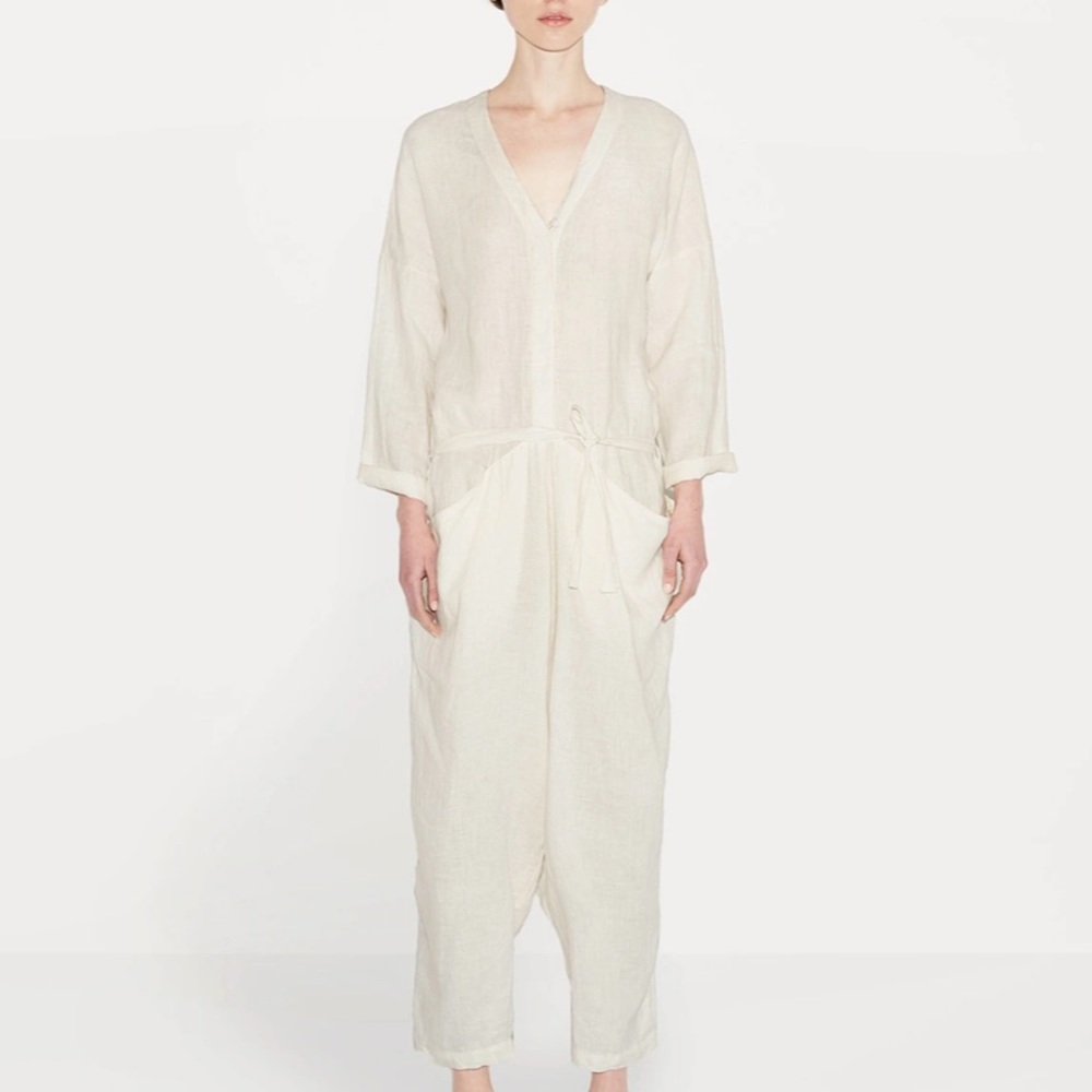 Like new! Black Crane Painter Jumpsuit Linen -XS